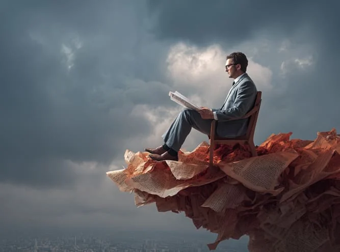 Person sitting in a small boat representing thinking